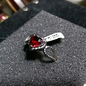 Art Deco Style Simulated Ruby Heart Ring